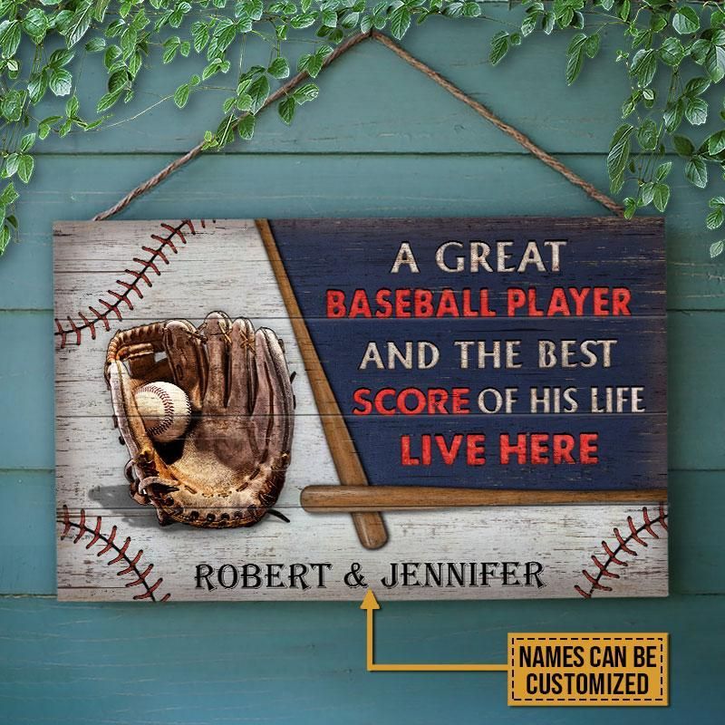 Personalized Baseball Best Score Customized Wood Rectangle Sign