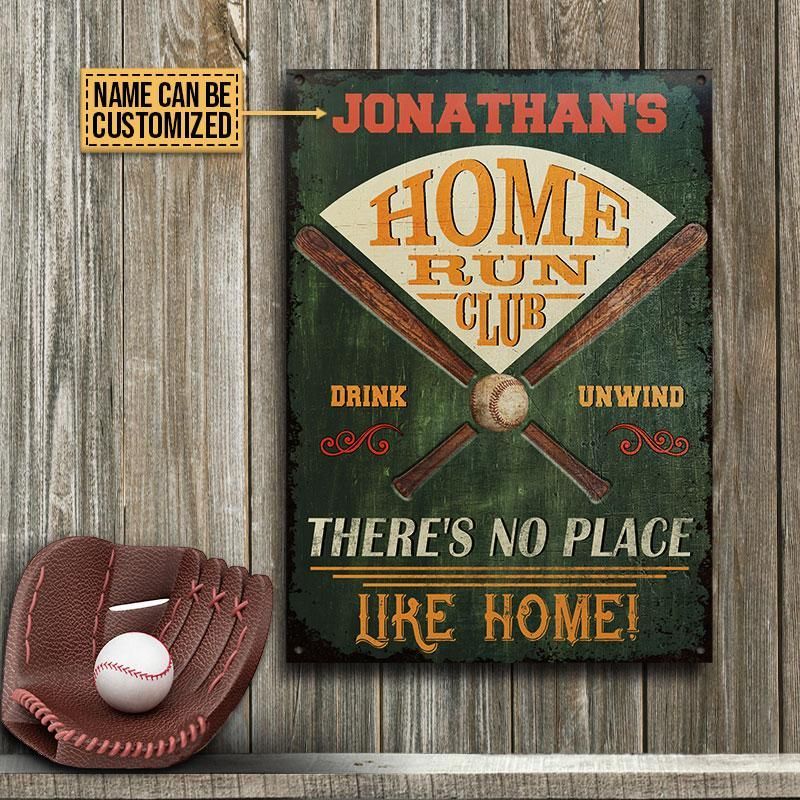 Personalized Baseball Home Run Club Customized Classic Metal Signs