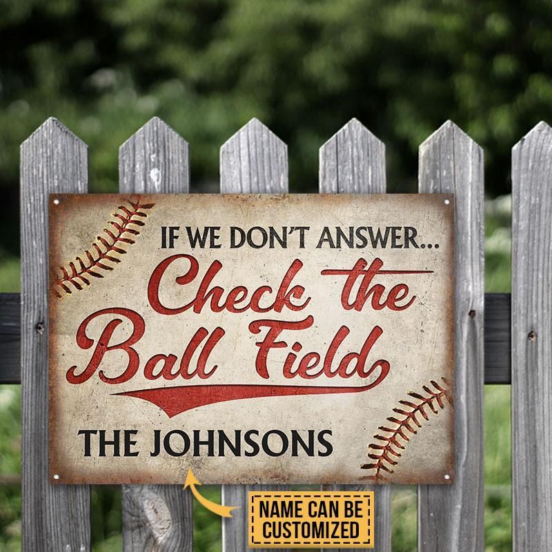 Personalized Baseball Check The Ball Field Customized Classic Metal Signs