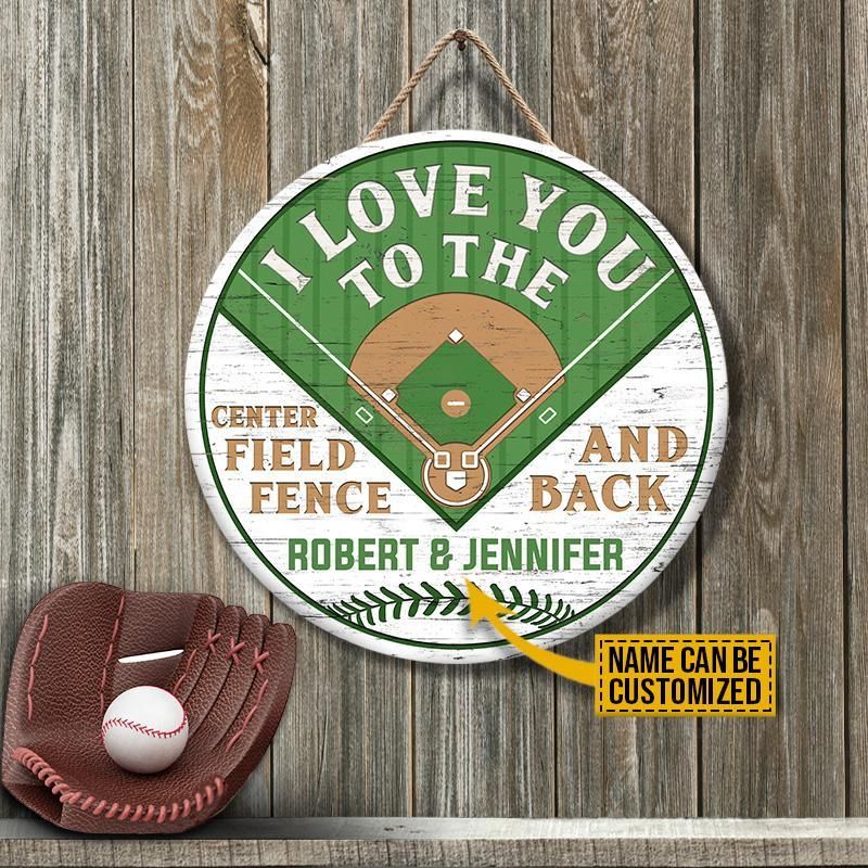 Personalized Baseball Center Field Fence Customized Wood Circle Sign