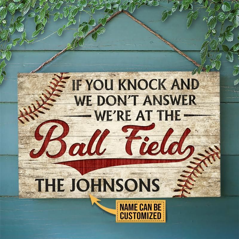 Personalized Baseball If You Knock Customized Wood Rectangle Sign