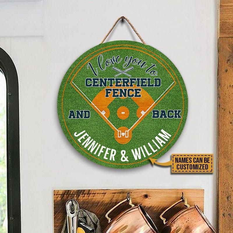 Personalized Baseball I Love You Customized Wood Circle Sign