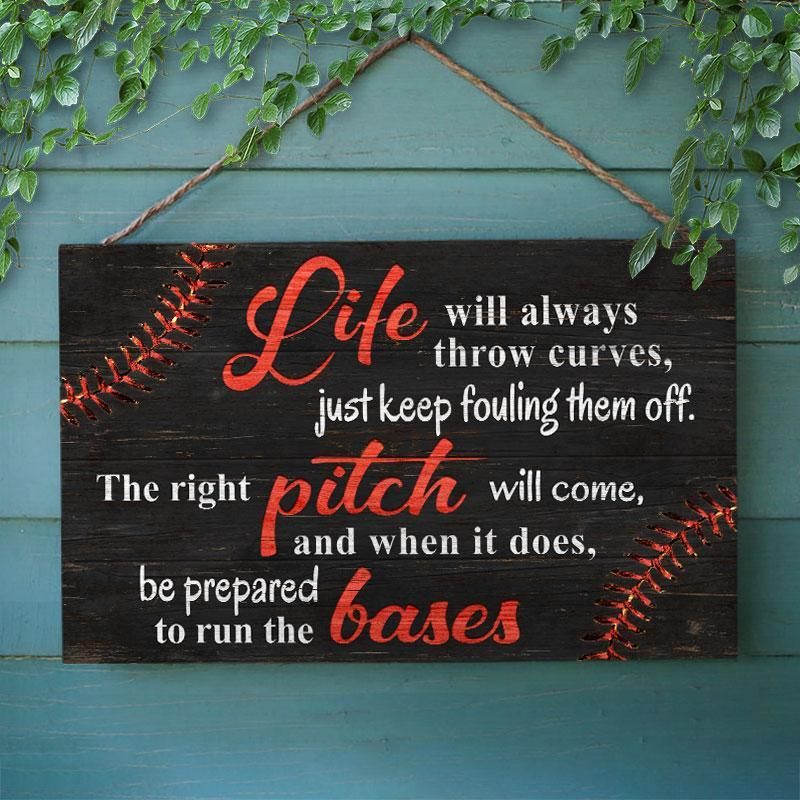 Baseball The Right Pitch Will Come Customized Wood Rectangle Sign