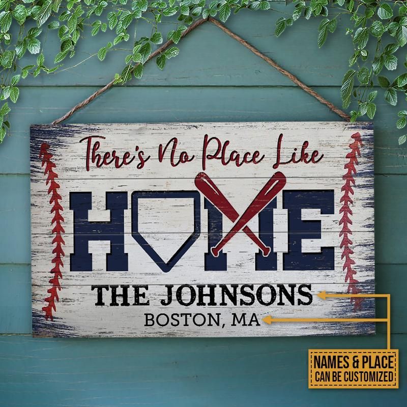 Personalized Baseball There's No Place Customized Wood Rectangle Sign