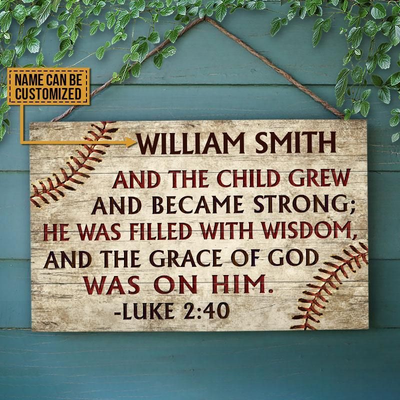 Personalized Baseball And The Child Grew Customized Wood Rectangle Sign