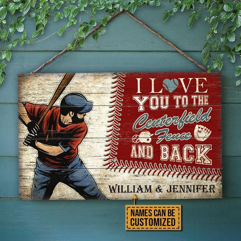 Personalized Baseball To Centerfield Customized Wood Rectangle Sign