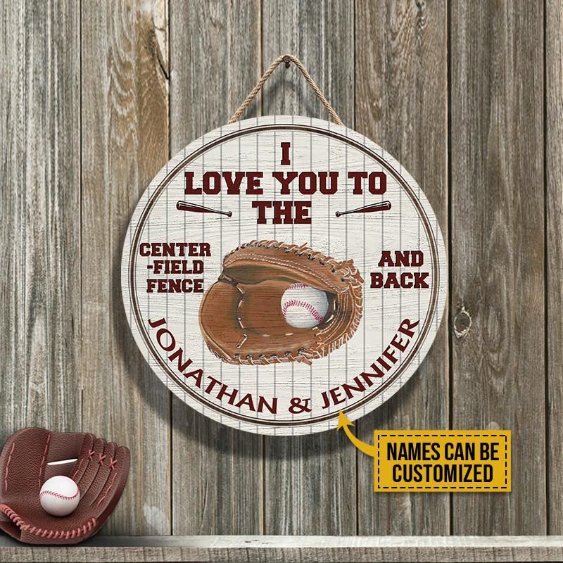 Personalized Baseball To Centerfield Fence Customized Wood Circle Sign
