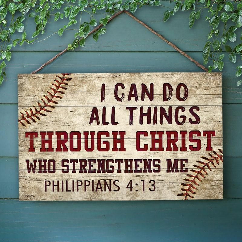 Baseball I Can Do All Things Customized Wood Rectangle Sign
