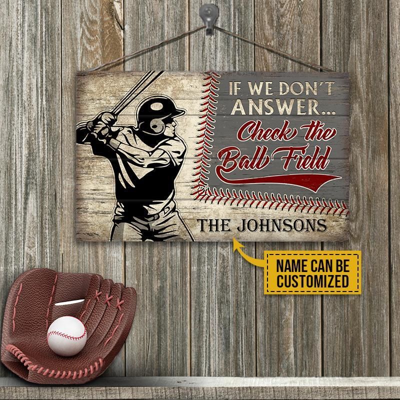 Personalized Baseball Check Ball Field Customized Wood Rectangle Sign