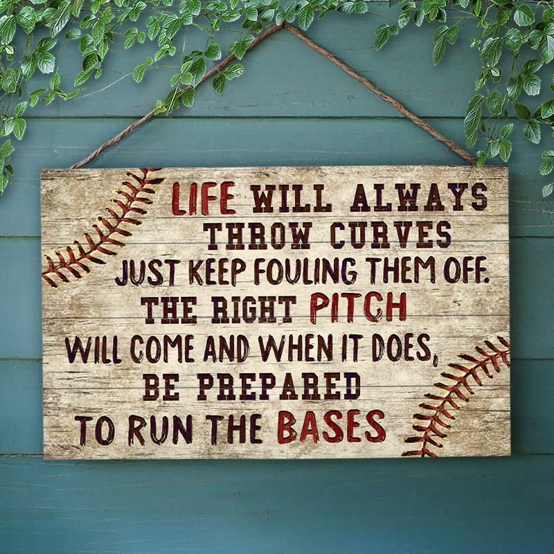Baseball The Right Pitch Customized Wood Rectangle Sign