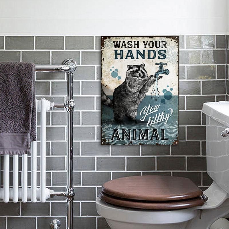 Raccoon Wash Your Hand Customized Classic Metal Signs