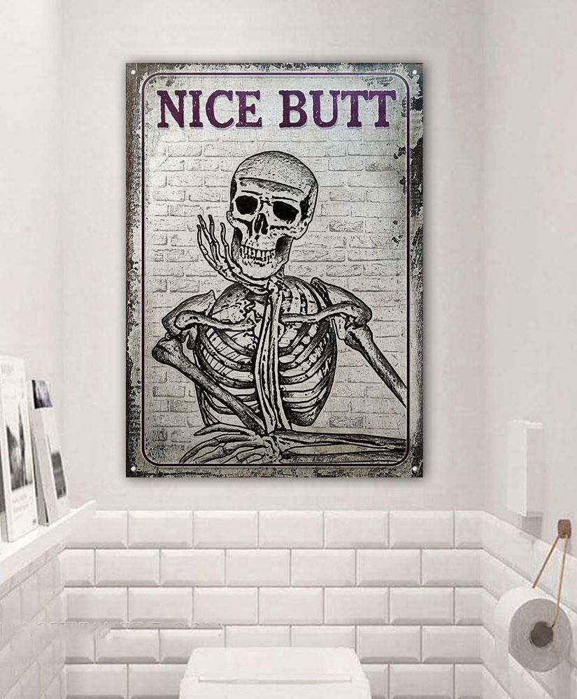 Skeleton Nice Butt Restroom Sketch Customized Classic Metal Signs