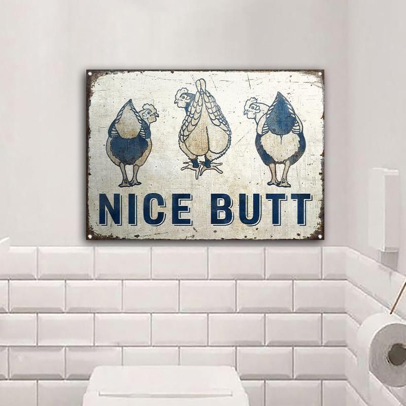 Chicken Nice Butt Blue Customized Classic Metal Signs