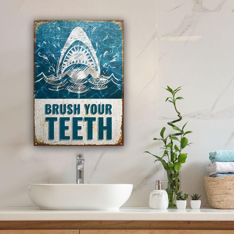 Shark Brush Your Teeth Customized Classic Metal Signs
