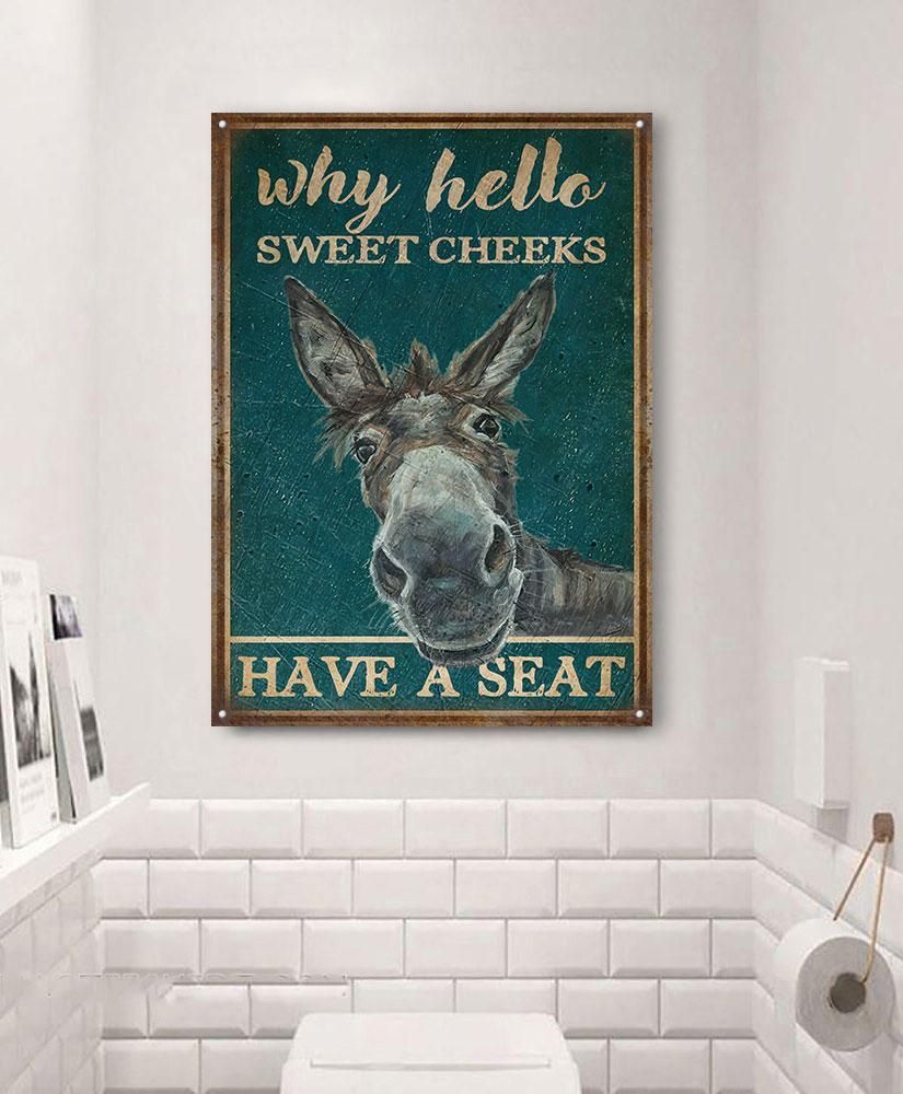 Donkey Teal Why Hello Sweet Cheeks Customized Classic Metal Signs