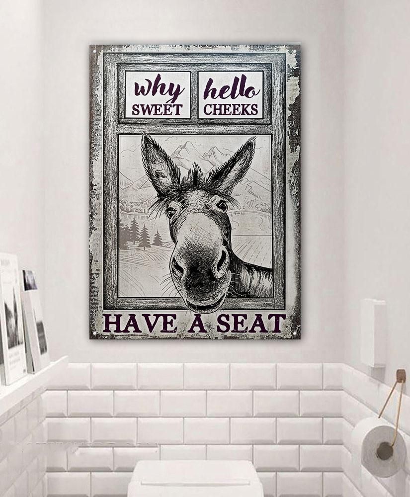 Donkey Why Hello Sweet Cheeks Restroom Sketch Customized Classic Metal Signs PANMS001
