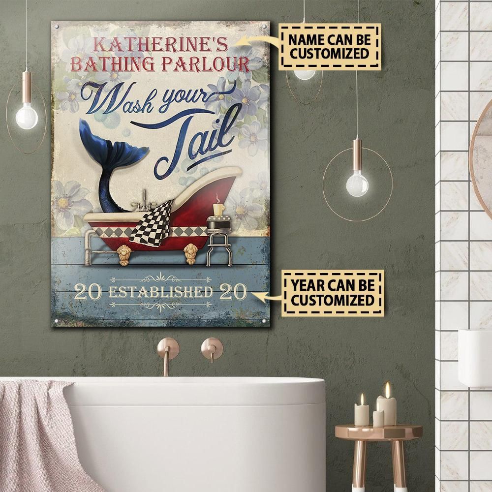 Personalized Mermaid Bathing Parlour Customized Classic Metal Signs