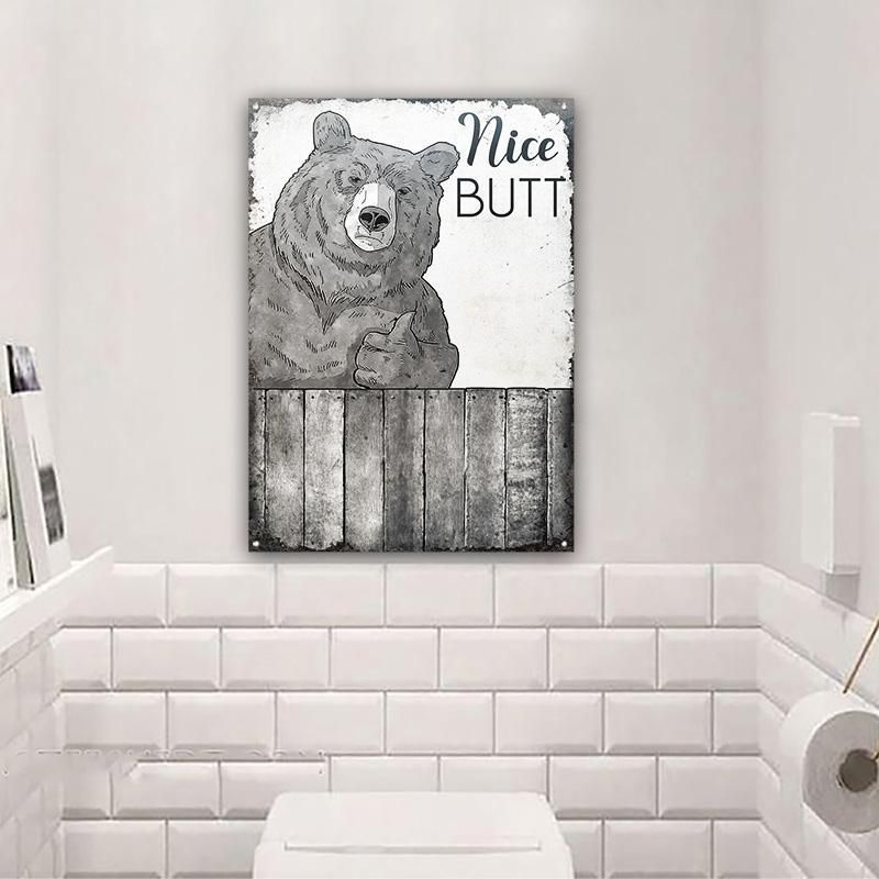 Bear White Nice Butt Restroom Customized Classic Metal Signs