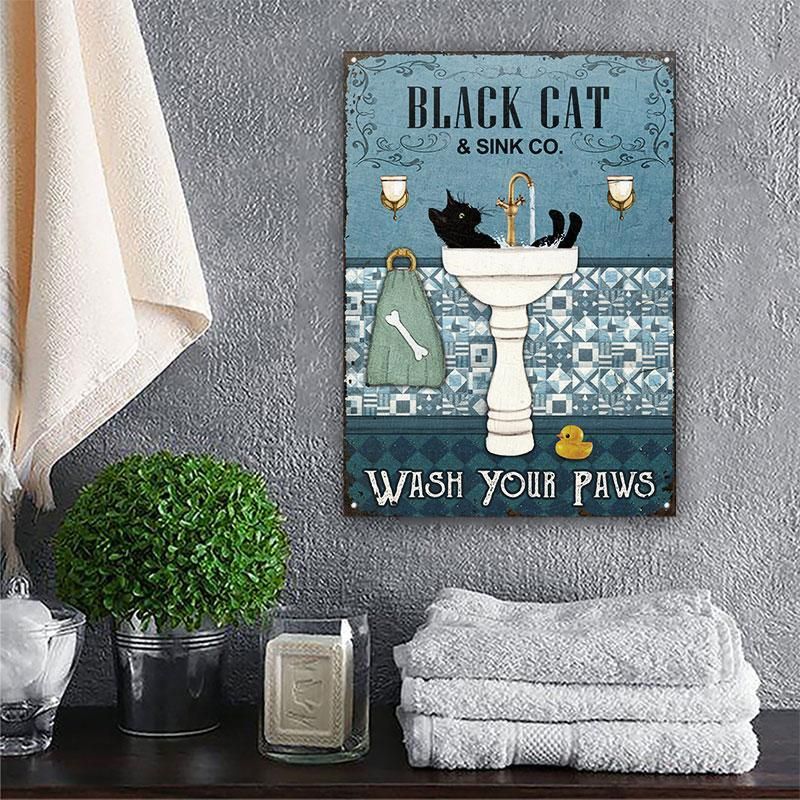 Black Cat Sink Company Restroom Customized Classic Metal Signs
