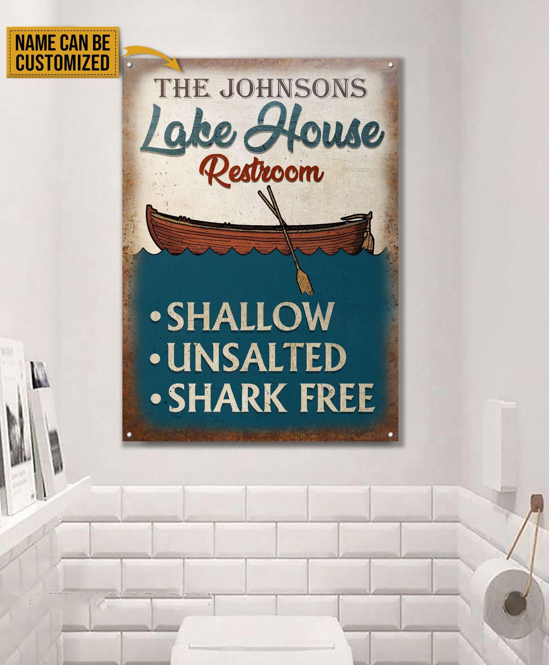 Personalized Lake House Restroom Customized Classic Metal Signs