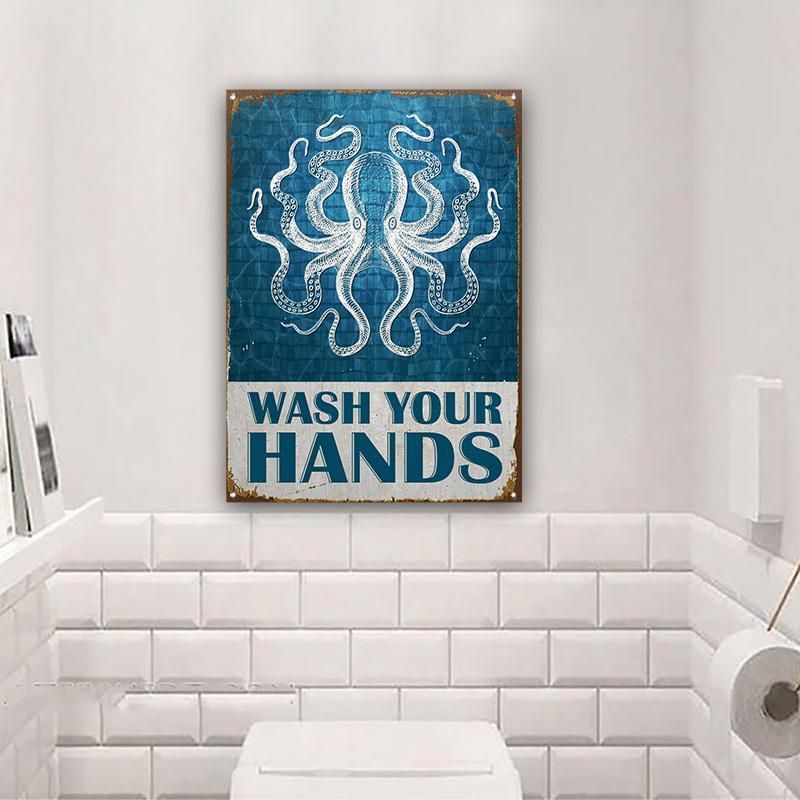 Octopus Wash Your Hands Customized Classic Metal Signs