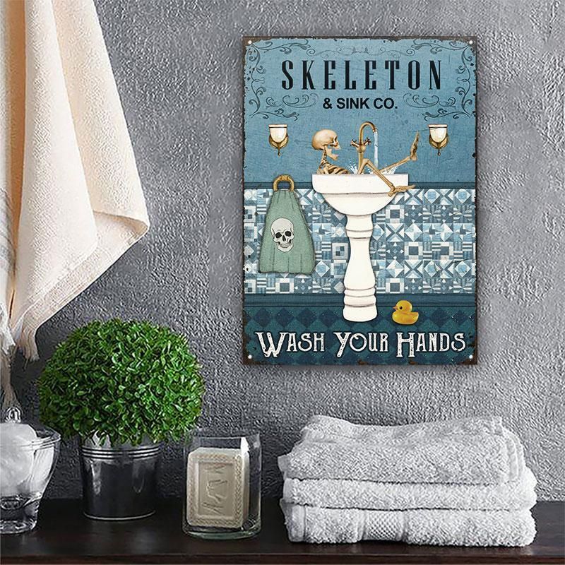 Skeleton Sink Company Restroom Customized Classic Metal Signs