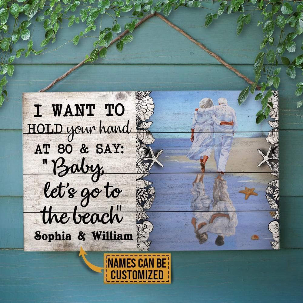 Personalized Beach Baby Let's Go Customized Wood Rectangle Sign