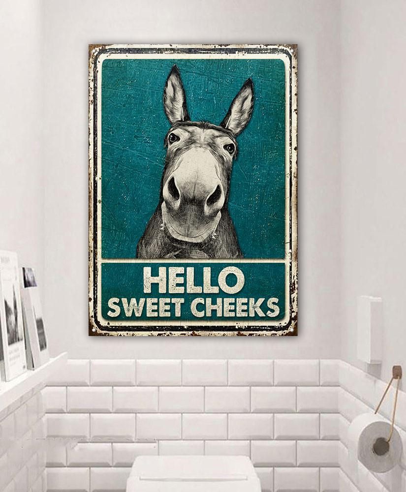 Donkey Hello Sweet Cheeks Restroom Classic Metal Signs PANMS012