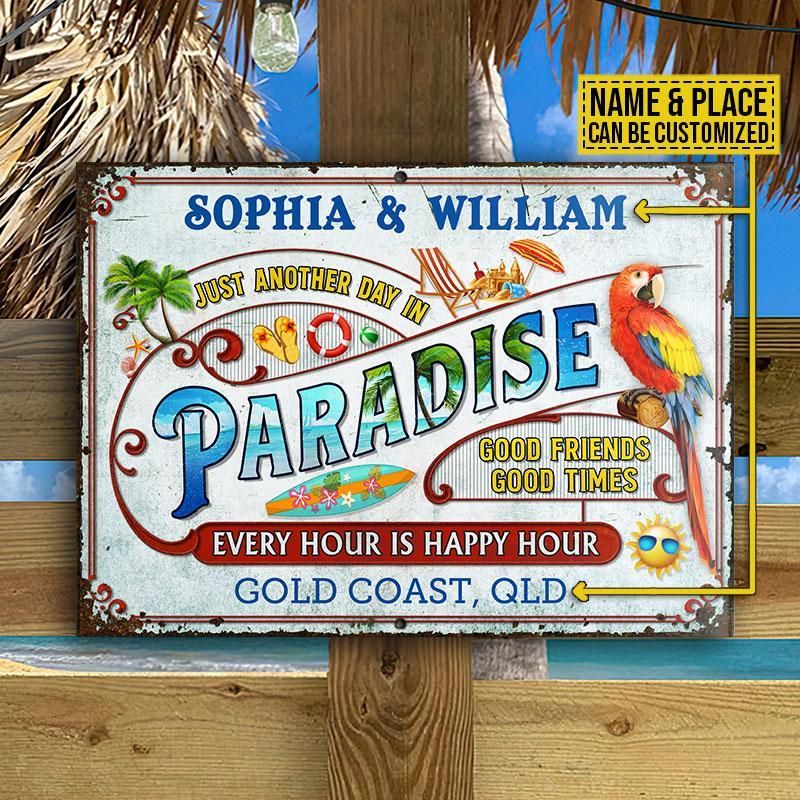 Personalized Beach Surfing Another Day In Paradise Custom Classic Metal Signs