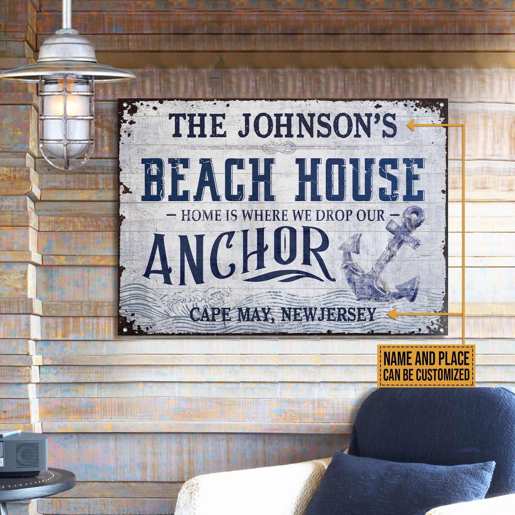 Personalized Beach House Anchor Customized Classic Metal Signs