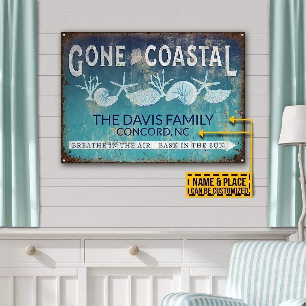 Personalized Beach Gone Coastal Customized Classic Metal Signs