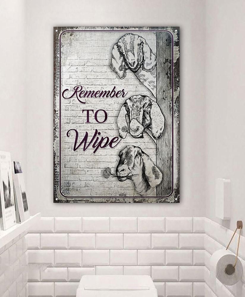 Goat Remember To Wipe Restroom Sketch Customized Classic Metal Signs