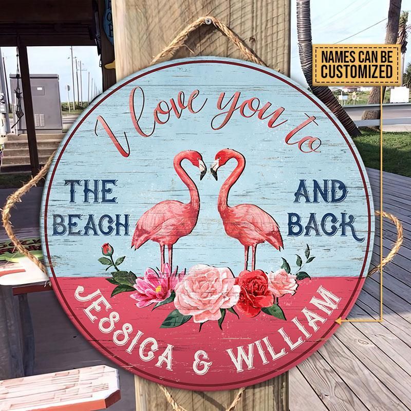 Personalized Flamingo To The Beach Customized Wood Circle Sign