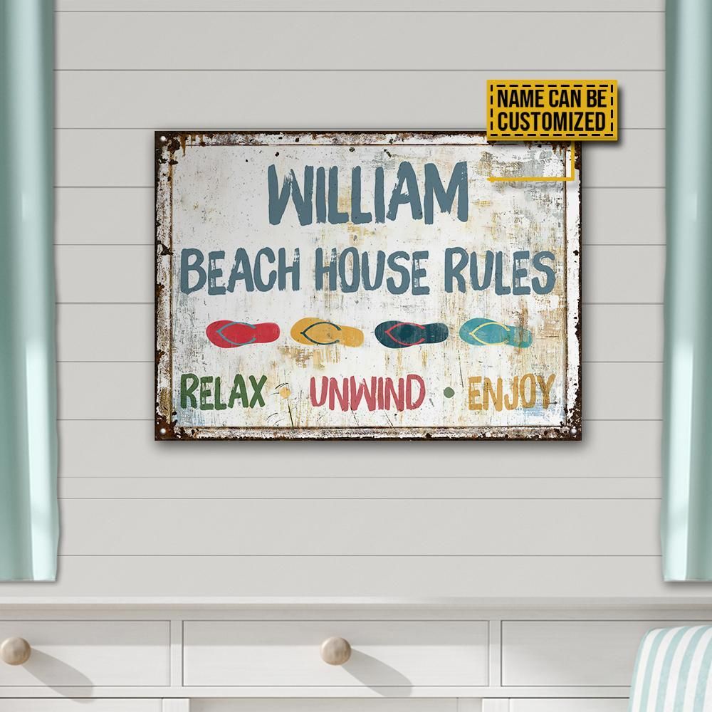 Personalized Beach House Rules Customized Classic Metal Signs
