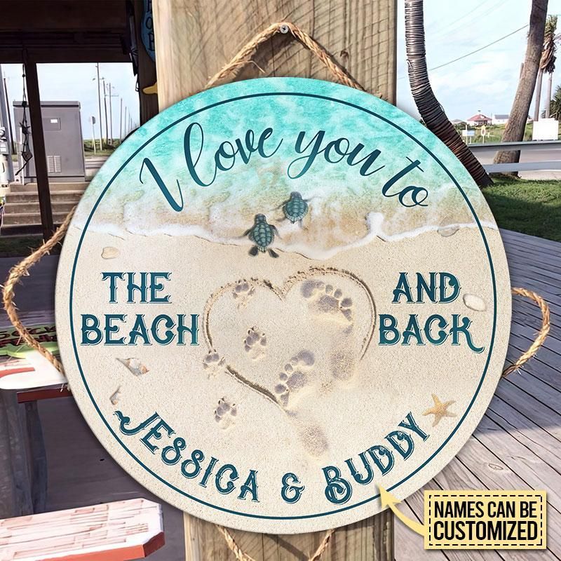 Personalized Dog Beach And Back Customized Wood Circle Sign