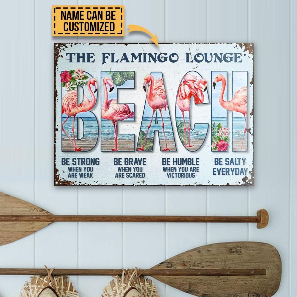 Personalized Flamingo BEACH Be Salty Customized Classic Metal Signs