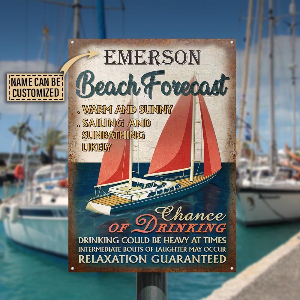 Personalized Sailing Beach Forecast Customized Classic Metal Signs