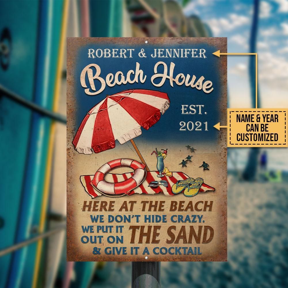 Personalized Beach House Sand Crazy Customized Classic Metal Signs