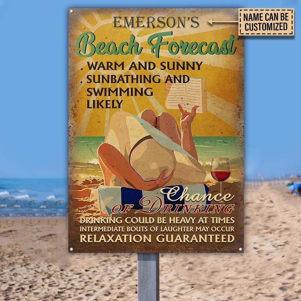 Personalized Beach Forecast A Chance Of Drinking Customized Classic Metal Signs