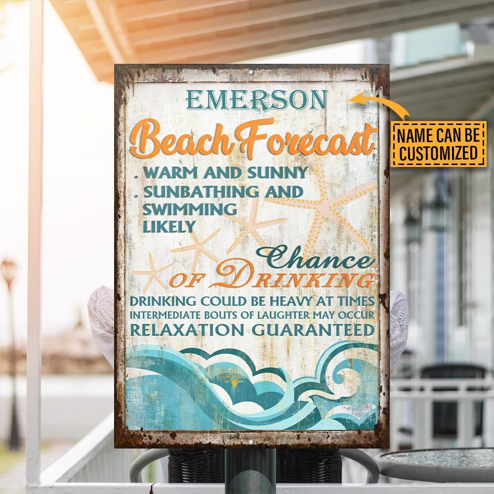 Personalized Beach Forecast Customized Classic Metal Signs