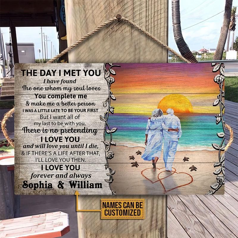 Personalized Beach Sunset The Day I Met Customized Wood Rectangle Sign