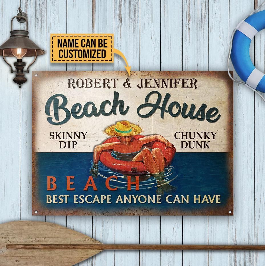Personalized Swim Beach House Escape Customized Classic Metal Signs