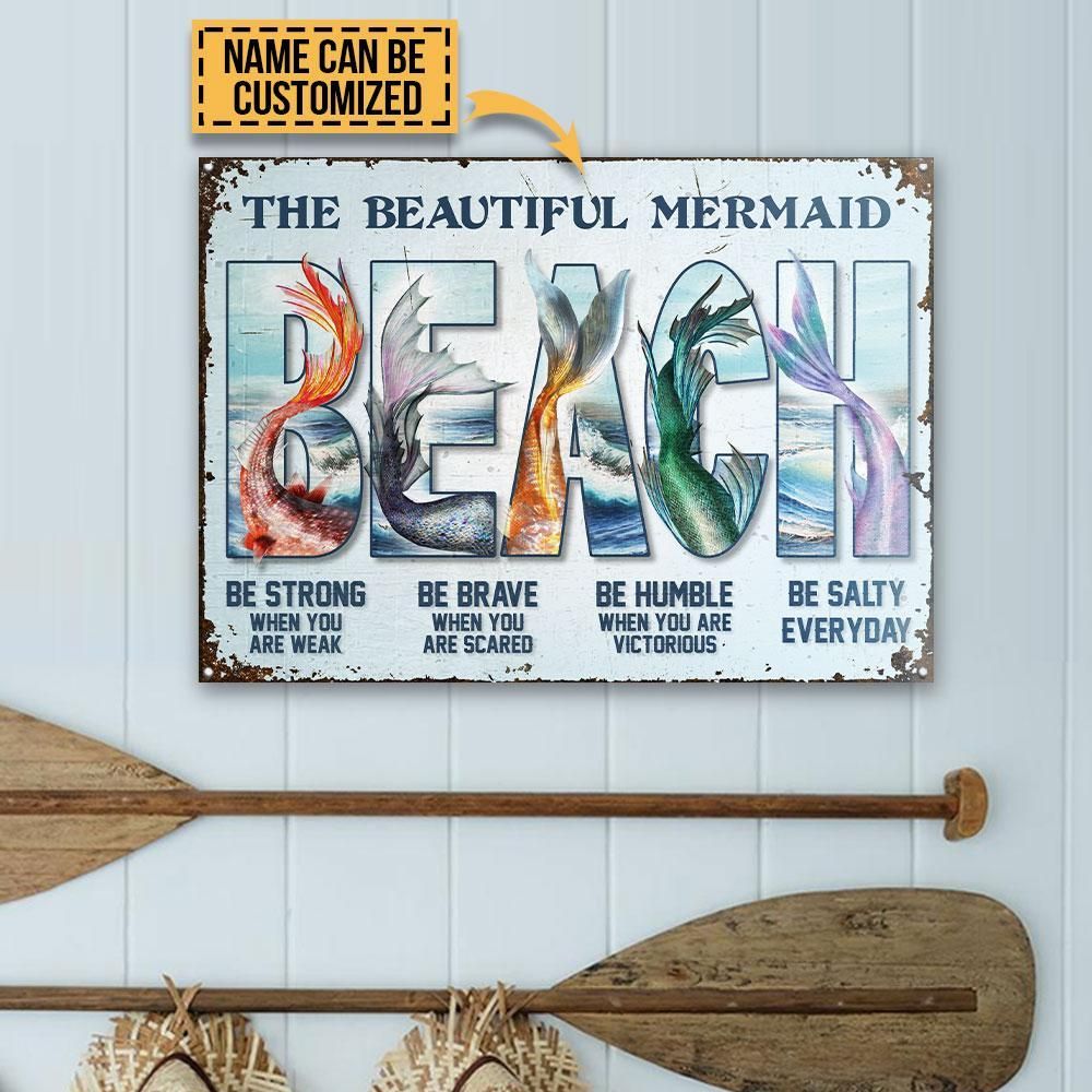 Personalized Mermaid BEACH Be Salty Customized Classic Metal Signs