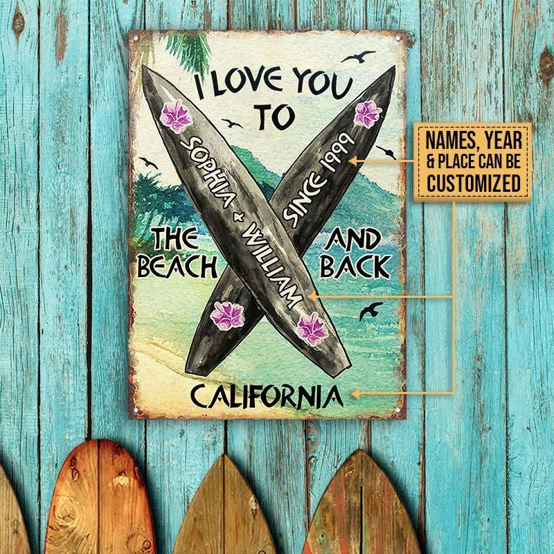 Personalized Surfing To The Beach And Back Customized Classic Metal Signs
