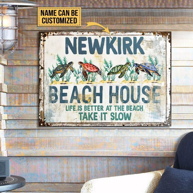 Personalized Sea Turtle Beach House Customized Classic Metal Signs