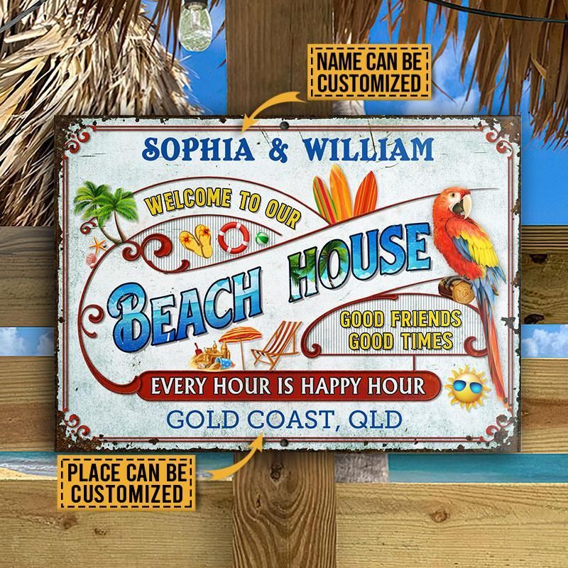 Personalized Beach Surfing Beach House Customized Classic Metal Signs