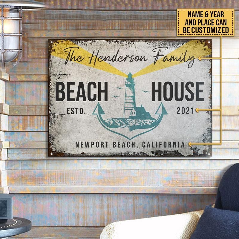 Personalized Lighthouse Beach House Customized Classic Metal Signs