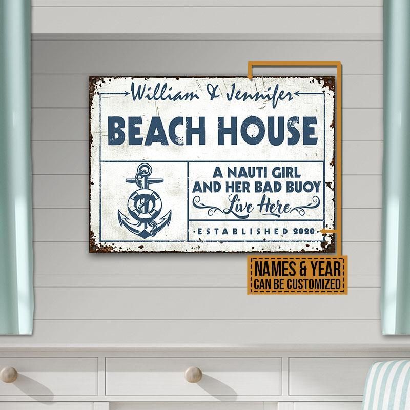 Personalized Sailor Beach House A Nauti Girl Customized Classic Metal Signs