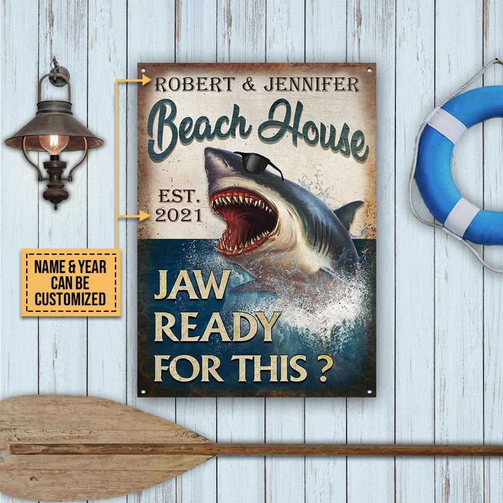 Personalized Shark Beach House Jaw Ready Customized Classic Metal Signs