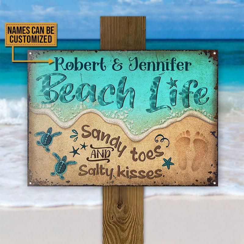 Personalized Turtle Beach Life Sandy Toes Customized Classic Metal Signs